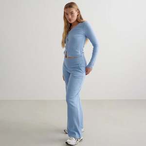 Blue Mist Ease Ribbed Wide Pants