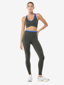Vita Full Length Legging in Gunmetal & Royal Blue