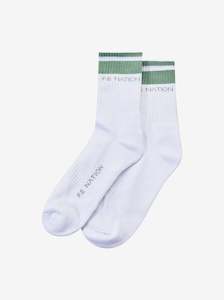 Socks: Homage Sock in Optic White & Basil