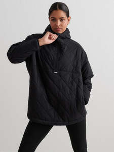 Aimn: Black Oversized Quilted Anorak
