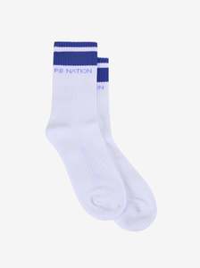 P E Nation: Homage Sock in Bright Navy & Optic White