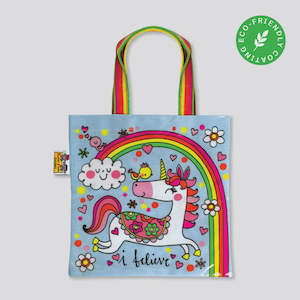 Bags And Purses: Unicorn and Rainbow TPU Coated Mini Tote