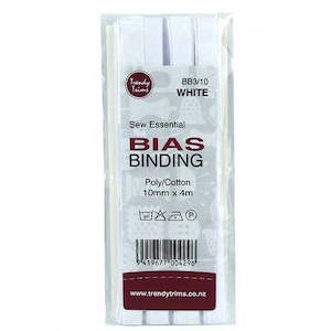 Bias Binding: Bias Binding - White 10mm x 4m