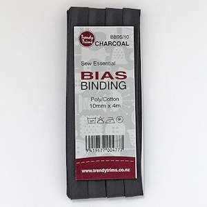 Bias Binding: Bias Binding - Charcoal 10mm x 4m