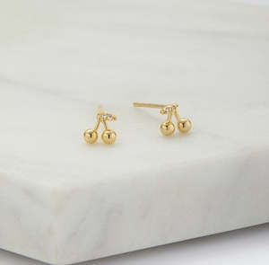 Layla Cherry Stud Earrings in Gold