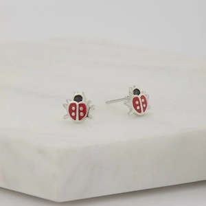 Earrings: Ladybird Stud Earrings in Silver