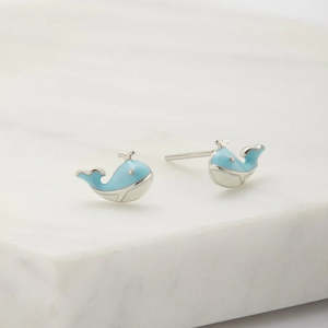 Earrings: Whale Stud Earrings in Sterling Silver