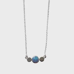Necklaces: Blue Opal and Dual Disc Sterling Silver Necklace