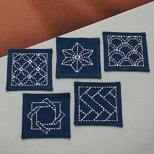 Sashiko Coaster Set Traditional 5 pc set 223