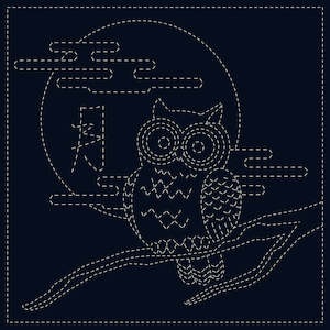 Pre Printed Sashiko Panel - Owl