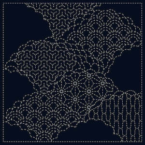 Pre Printed Sashiko Panel - Cumulus Cloud