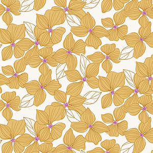 Yellow Fabric: Wandering Daydream Blossom in Golden