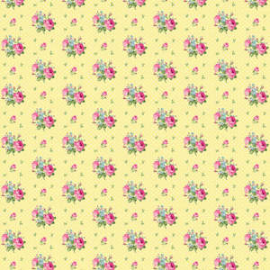Yellow Fabric: Tea for Two Small Roses in Yellow