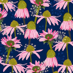 Blue Fabric: Flowers on My Mind Dandelion Big Blue