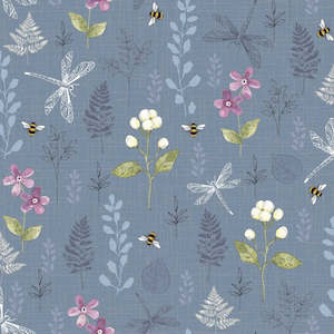 Blue Fabric: Woodland Dragonflies in Blue