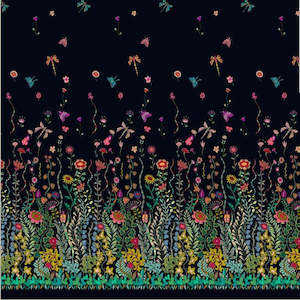 Black Fabric: Twilight Moonlight Dance Double Border in Black