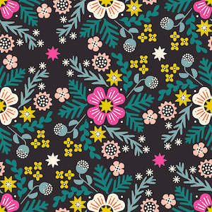 Pink Fabric: Pivot Wildflower in Soft Black