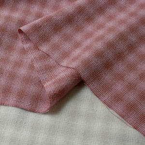 Brown Fabric: Japanese Yarn Dyed Corded Dobby Check in Pink/Red
