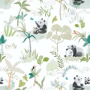 Green Fabric: Panda - monium Main in White
