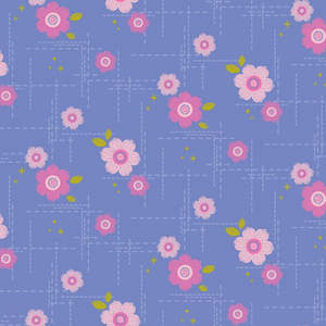 Purple Fabric: Spectrum Retro Floral in Periwinkle