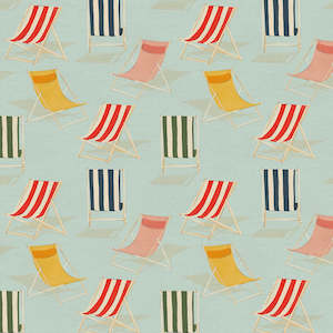 Aqua Teal Fabric: Beach Day Relax in Mint