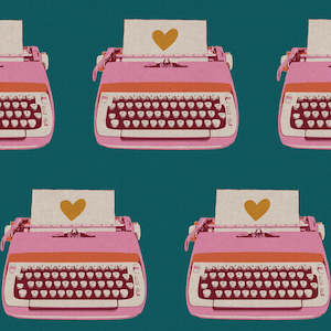 Darlings 2 Typewriters Canvas in Teal