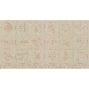 Fabric Panel: Joie de Vivre - Embroidery Linen Panel Rouge
