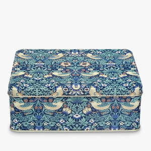 William Morris Blue Strawberry Thief Rectangular Tin