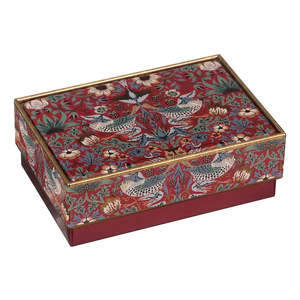 William Morris Red Strawberry Thief Small Rectangular Tin