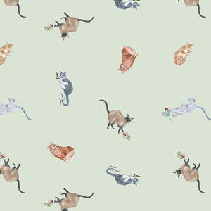 Green Fabric: Fronds and Felines, Felines in Mist