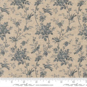 French General: Fleur de Paris Mochi Linen Oiseaux in Pearl - French Blue