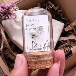 Jewellery: Friendship Flower and Bee Sterling Silver Earrings