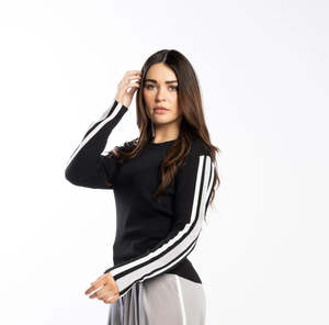 Drama The Label: Drama The Label Racer Sweater - Black/Pearl/Silver