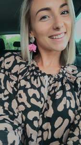 Willow Collective Flora Dangle Earrings (gold fixture) - Flamingo