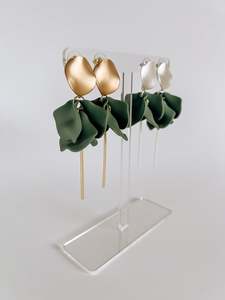 Willow Collective Flora Dangle Earrings (gold fixture) - Khaki