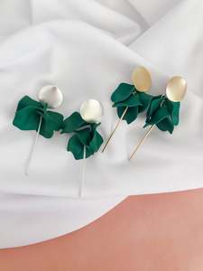 Willow Collective Flora Dangle Earrings (gold fixture) - Emerald