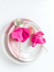 Willow Collective Flora Dangle Earrings (gold fixture) - Fuchsia