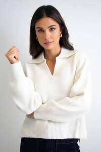 Among The Brave Truth Ivory Collar Chunky Knit Jumper - Ivory