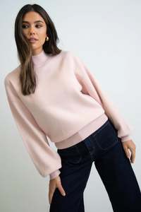 Ivy Jack: Ivy + Jack Wish Blush Funnel Neck Fine Knit Jumper