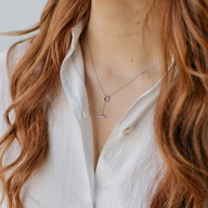 Sophie Thread Bar Necklace - Silver
