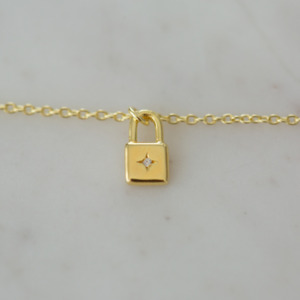 Necklaces: Sophie Little Lock Necklace - Gold