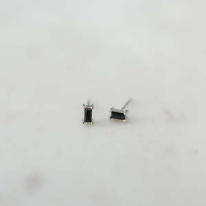 Sophie You Rock Rectangle Stud Earrings Black - Silver