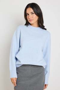 Stories Be Told True Ice Blue Crewneck Knit Jumper - Ice Blue