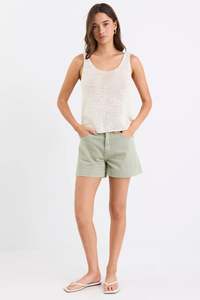 Among The Brave Rumble Khaki Denim Shorts - Khaki