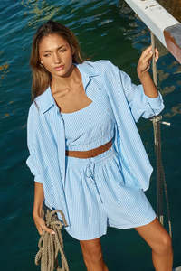 Sass Alani Short - Blue White Stripe