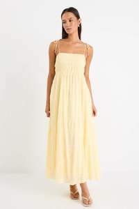 Ivy + Jack Offshore Butter Shirred Cotton Strappy Maxi Dress