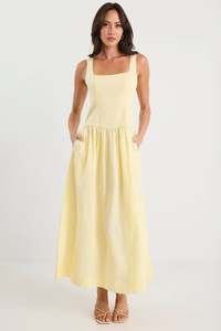 Stories Be Told: Stories Be Told Gilded Butter Sleeveless Square Neck Maxi Dress