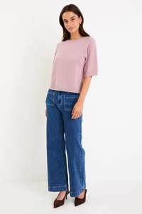 Among The Brave: Among The Brave Assemble Blush Alpaca Blend Raglan Knit Tee - Blush