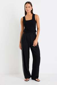 Among The Brave: Among The Brave Collective Black Piped Trim Pants - Black