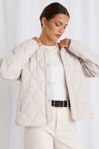 Stories Be Told Apex Putty Collarless Puffer Jacket - Putty
